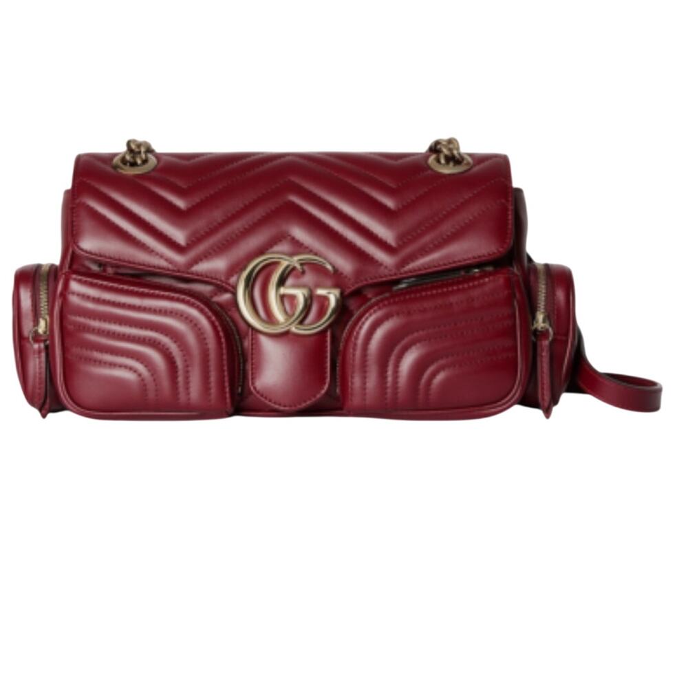 GUCCI GG Marmont Medium Rosso Ancora Red Leather Shoulder Bag RUNWAY PIECE NWT